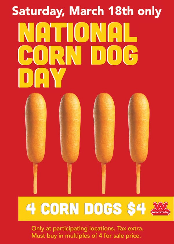 National Corn Dog Day March 18th 2023 Wienerschnitzel