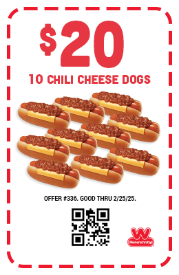 $20 - Ten Chili Cheese Dogs Coupon #336